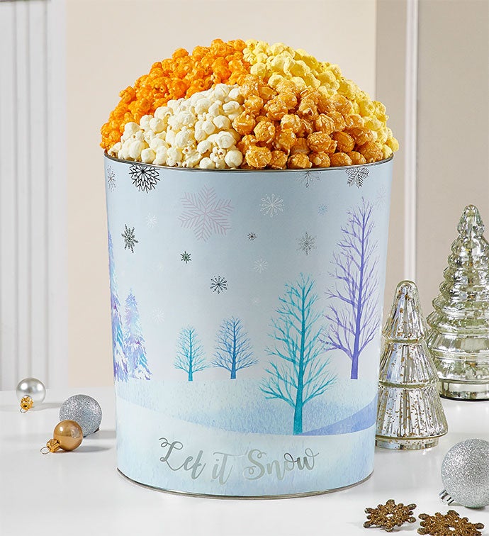 Sparkling Snowfall Popcorn Tins